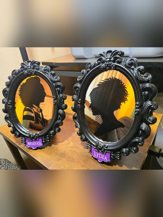 Spirit Other - 🖤 Beetlejuice & Lydia Silhouette Frames – Spirit Halloween Set (WB Licensed) 🖤